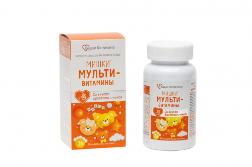  Мишки Мультивитамины пастилки жевательные №60 фруктовый микс Сердце Континента