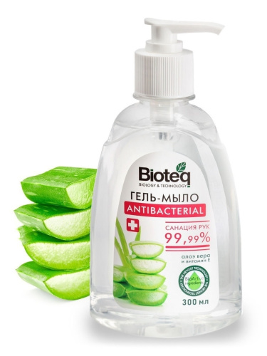 Bioteq Гель-мыло антибактериальное алоэ вера и витамин Е, 300 мл