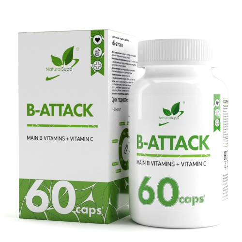 Витаминный комплекс B-Attack (Vitamins of group B + Vitamin C) NaturalSupp