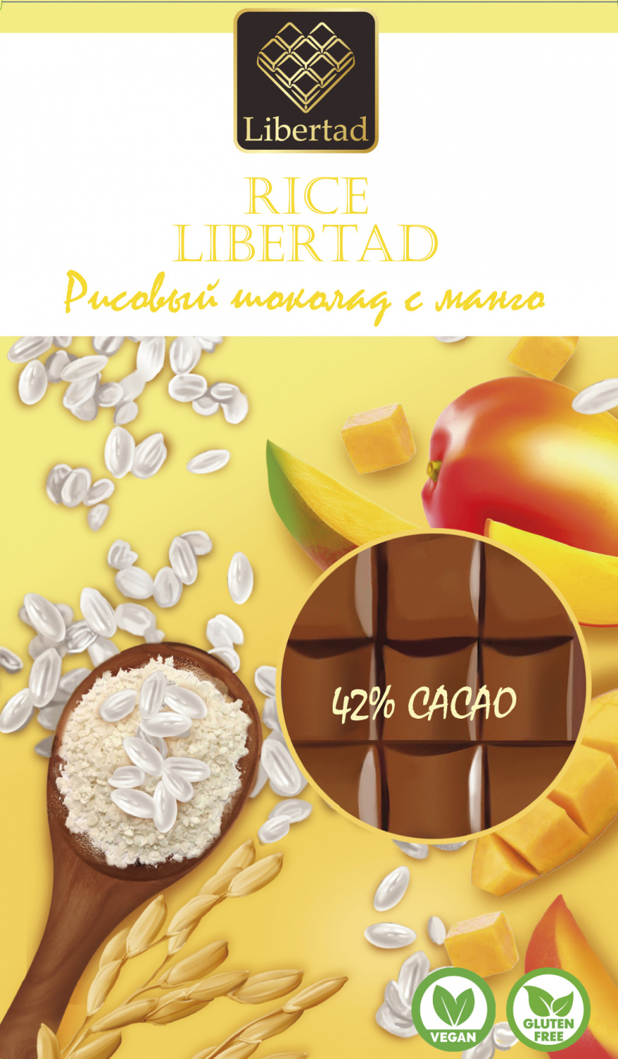 Rice Libertad Рисовый шоколад 42% какао с манго, 40 гр.