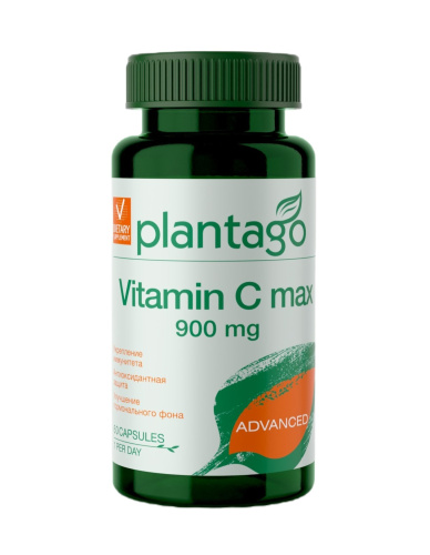 Vitamin C max 900 (витамин С 900 мг, иммуномодулятор и антиоксидант) Plantago, 60 капс.