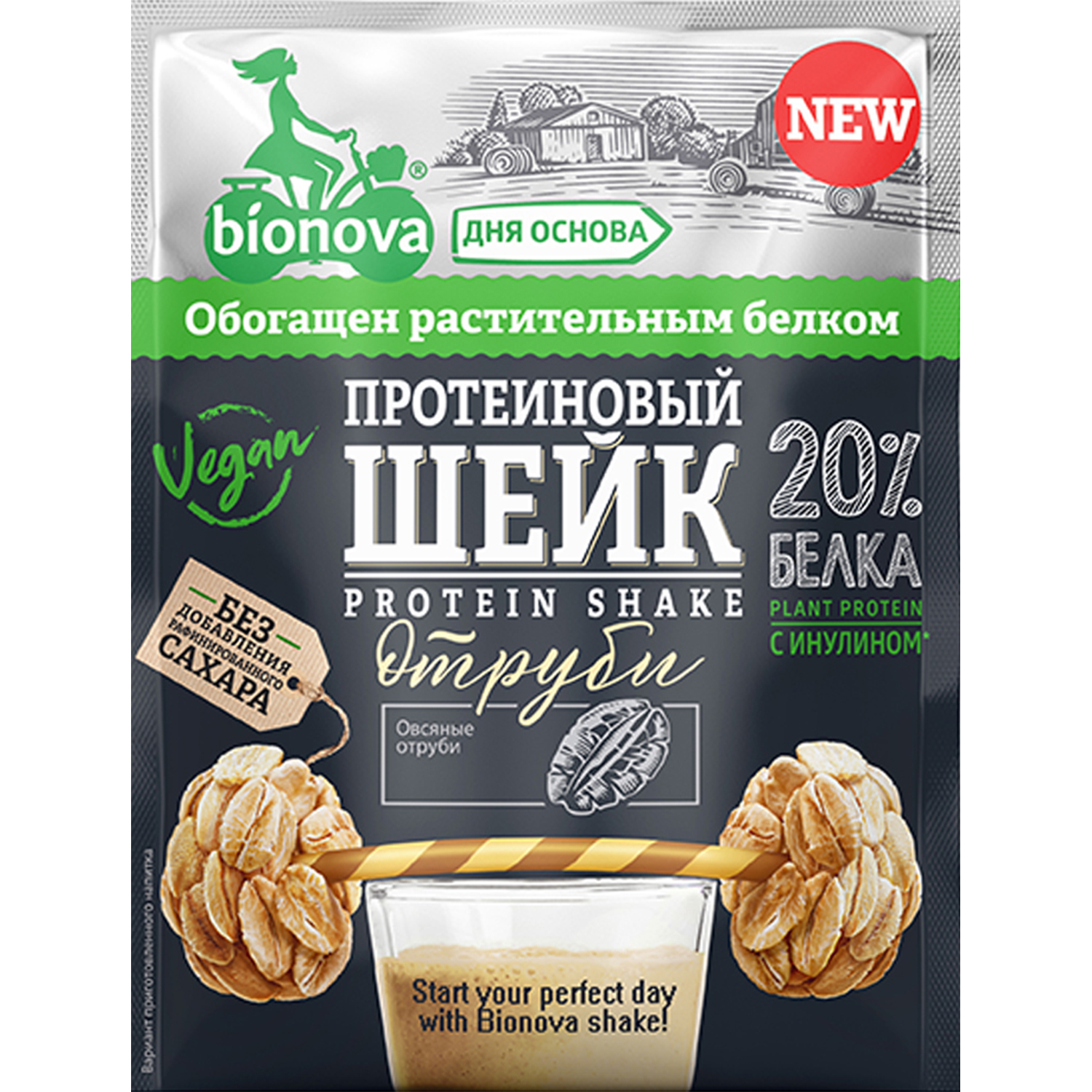 Bionova Протеиновый шейк с отрубями, 25 г
