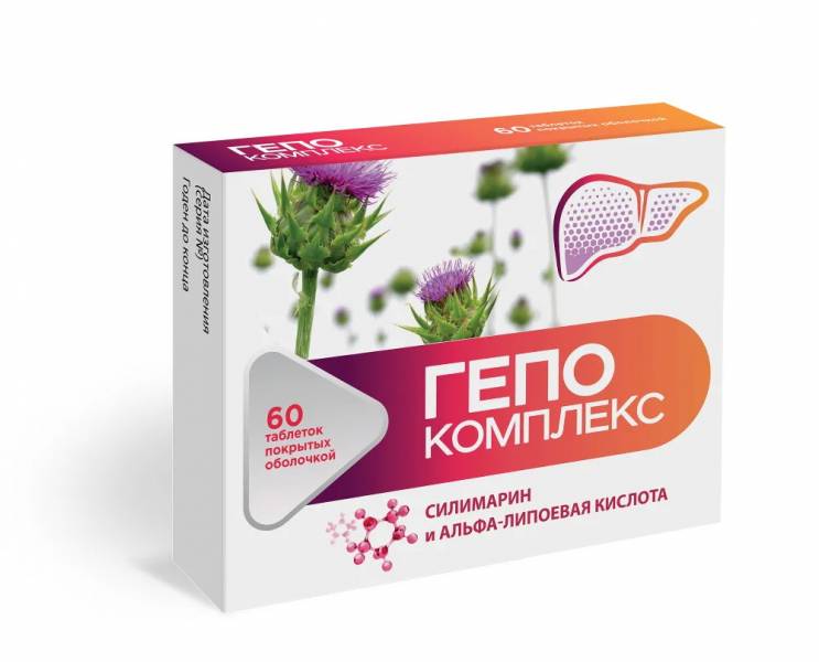 Гепо Комплекс, поддержка печени с Силимарином и Альфа-липоевой кислотой Витамир, 60 таб.