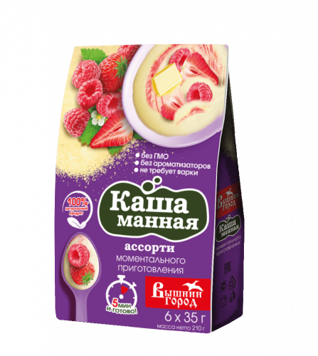 Каша манная Вышний город ассорти, 6 шт по 35 гр