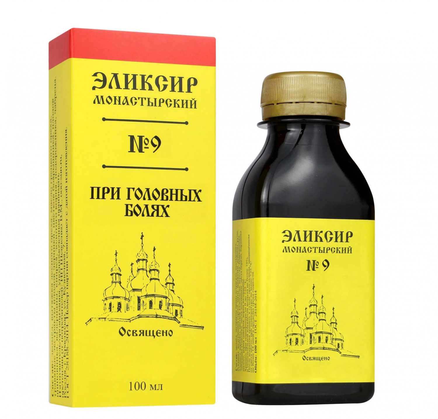 Бизорюк Эликсир Монастырский № 9 при головных болях, пластик 100 мл, "Архыз"