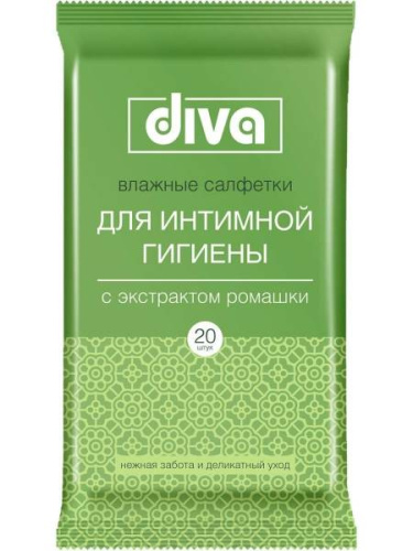 Влажные салфетки Diva №20 intimate для интимной гигиены с экстрактом ромашки ([000068981] -; -)