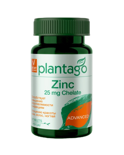 Zinc 25 mg Chelate (Цинк хелат 25 мг) Plantago, 60 таб.