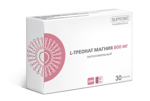 Липосомальный L-треонат магния Supreme Pharmatech, 30 капс. по 800 мг.