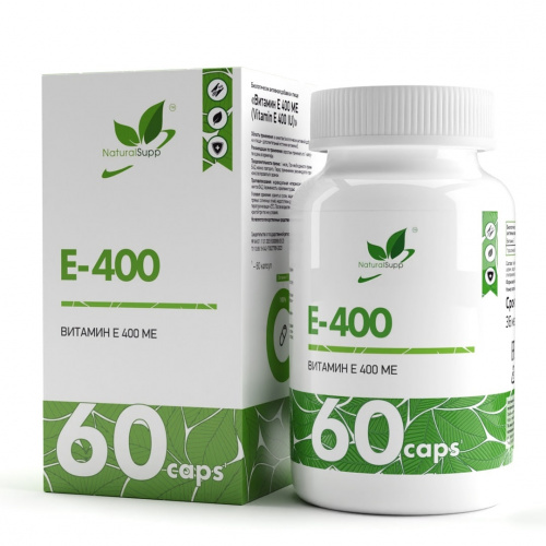 Витамин Е 400 МЕ (Токоферол) для молодости и иммунитета, антиоксидант NaturalSupp, 60 капс.
