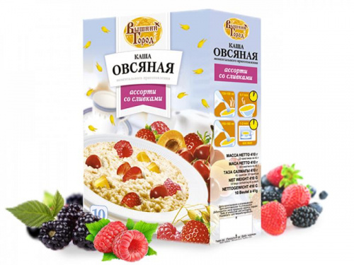Каша овсяная "Вышний город" Ассорти со сливками, 410 гр. (41 гр. по 10 шт.)