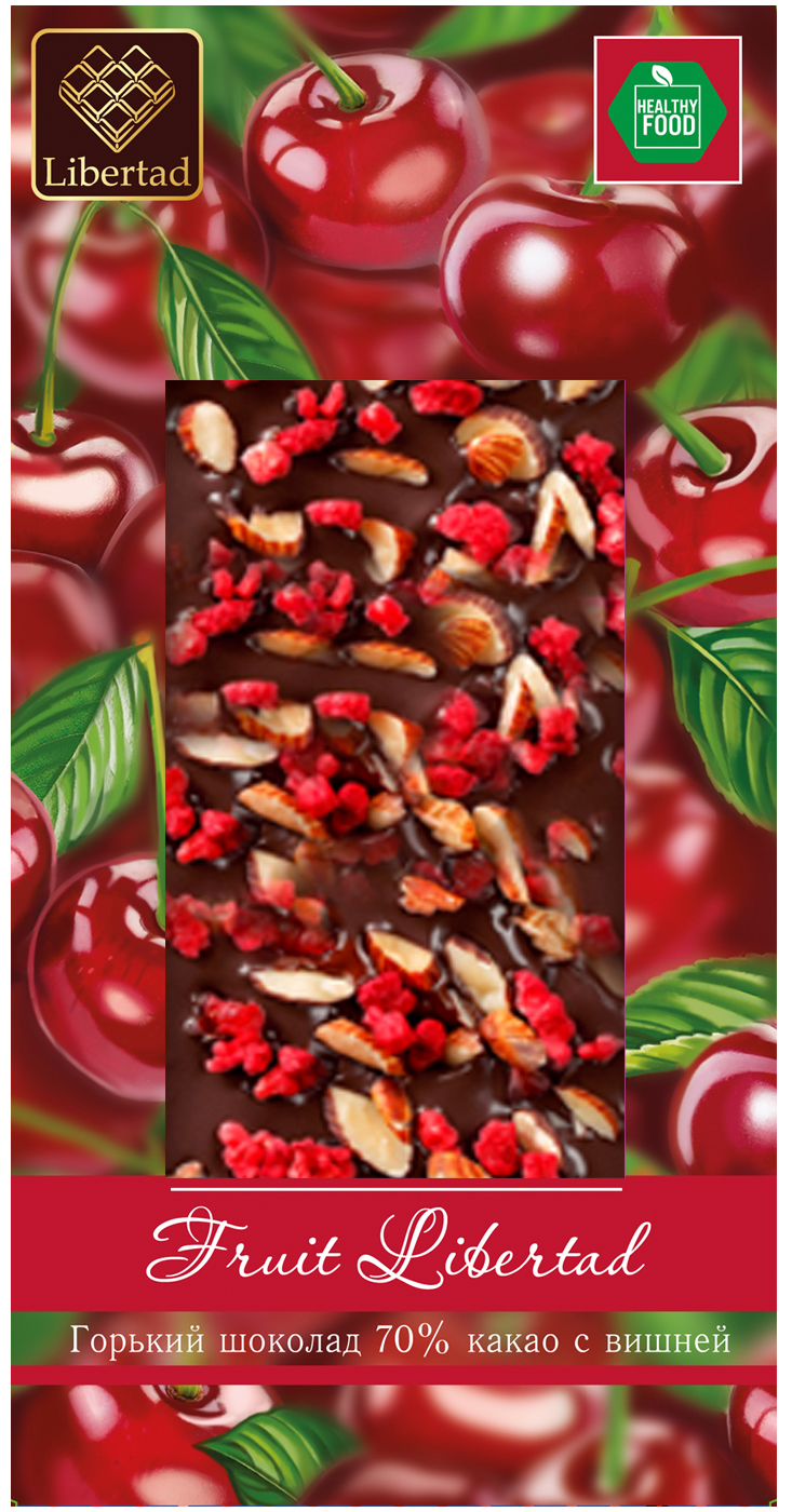 Fruit Libertad Шоколад горький 70% какао с вишней, 80 г. 