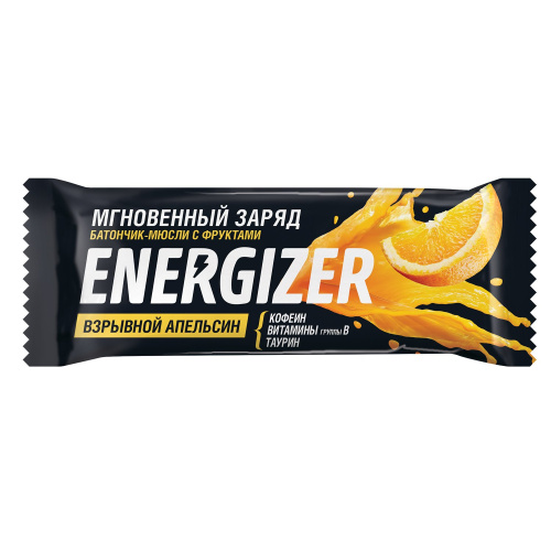 ЛЕОВИТ ENERGIZER Батончик-мюсли с фруктами Взрывной апельсин. Упаковка 40 г