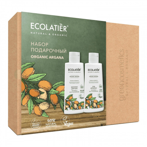 Подарочный набор Ecolatier Organic Argana гель для душа и молочко для тела, 420 г.