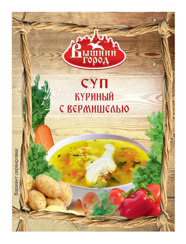 Суп куриный с вермишелью быстрого приготовления Вышний город, 60 гр.