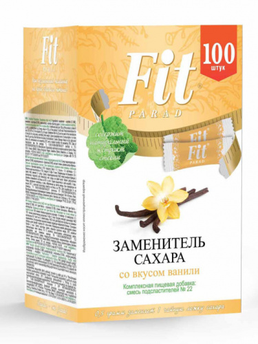 Заменитель сахара со вкусом Ванили ФитПарад №22, стики 50г (100 шт)