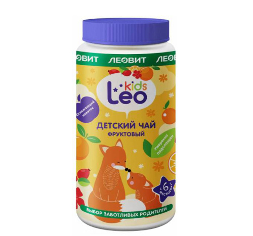 ЛЕОВИТ Чай детский фруктовый LeoKids гранулированный растворимый с 6 месяцев, 200 г.