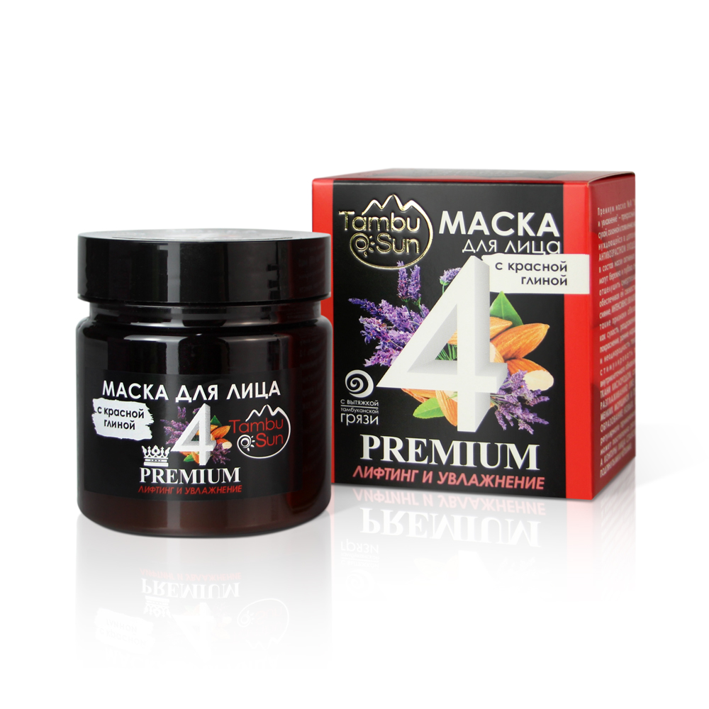 Бизорюк Маска для лица с красной глиной, PREMIUM №4 «Лифтинг и увлажнение» TambuSun, 150 мл
