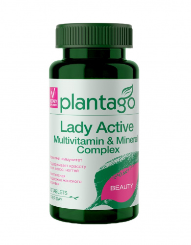 Lady Active Multivitamin & Mineral Complex (витаминно-минеральный комплекс для женщин от А до Zn) Plantago, 30 капс.