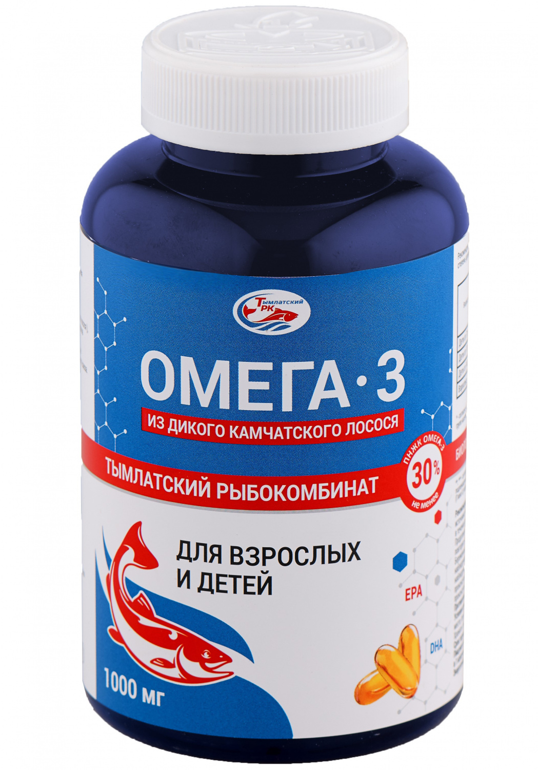 Омега-3 из дикого камчатского лосося Тымлатский рыбокомбинат (Salmoniсa), 160 капс. по 1000 мг.