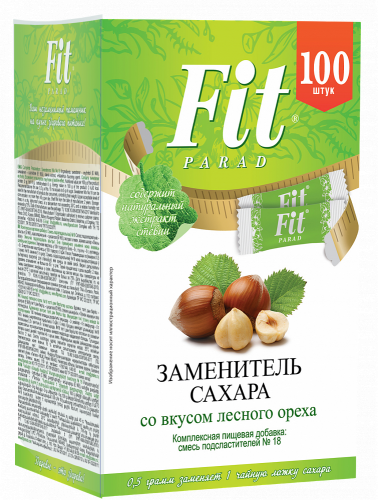 Заменитель сахара со вкусом Лесного ореха ФитПарад №18, стики 50г (100 шт)