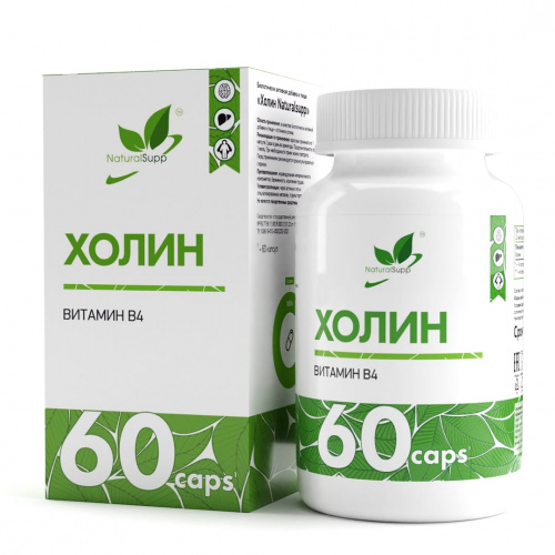 Холин битартрат, витамин В4 (Choline Bitartrate) NaturalSupp, 60 капс.