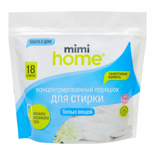 Концентрированный порошок для стирки белых вещей Mimi home, 450 г