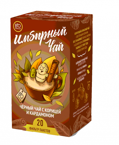BioNational Чай Имбирный черный с корицей и кардамоном, 20 фильтр-пакетов