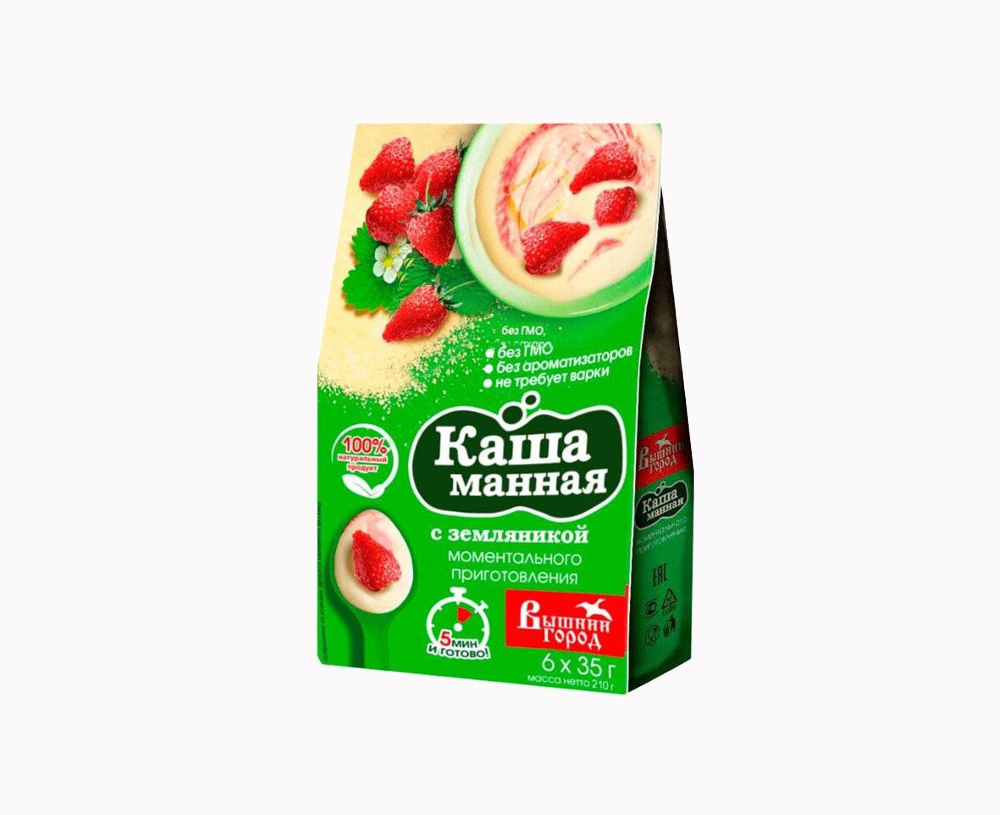 Каша манная Вышний город с земляникой, 6 шт по 35 гр.