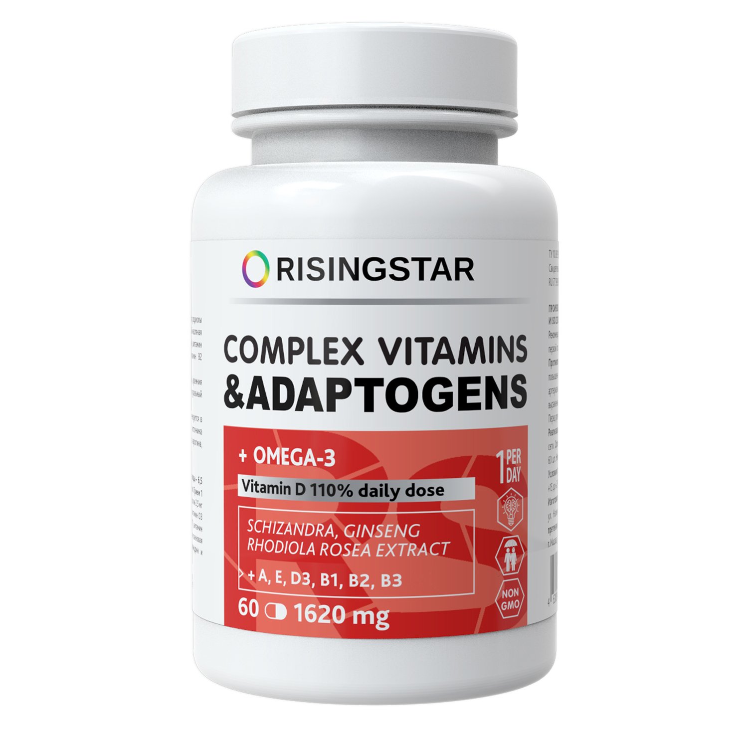 Комплекс витаминов и адаптогенов с Омега-3 Risingstar, 60 кап. по 1620 мг