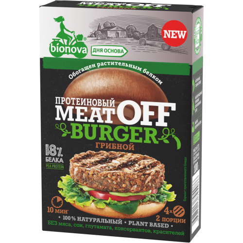 Bionova Протеиновый бургер грибной Meat Off, 100г
