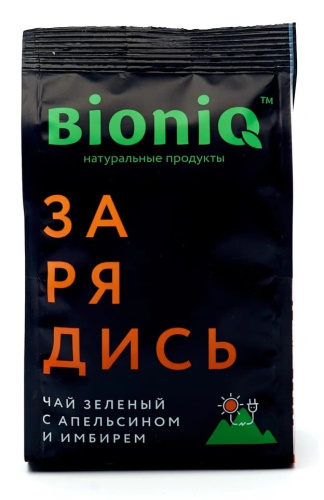 Чай зеленый с апельсином и имбирем "Зарядись" BioniQ, 50 гр.