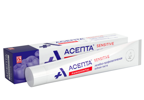 Асепта Sensitive Лечебно-профилактическая зубная паста, 75 мл.