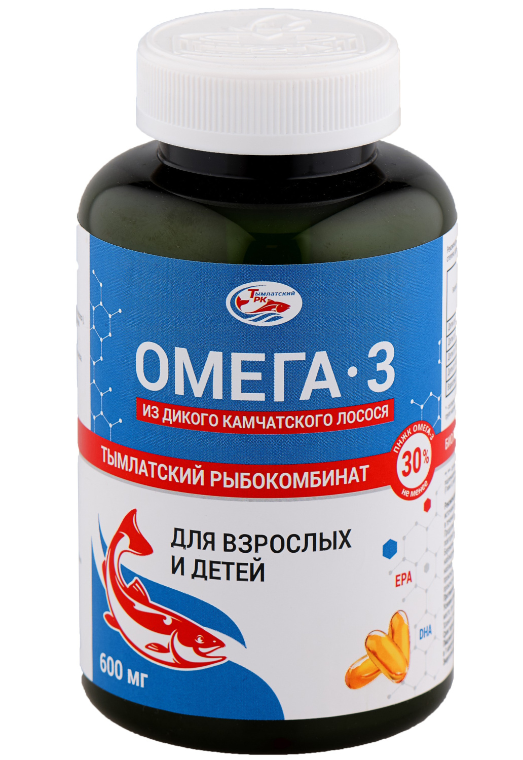 Омега-3 из дикого камчатского лосося Тымлатский рыбокомбинат (Salmoniсa), 240 капс. по 600 мг.