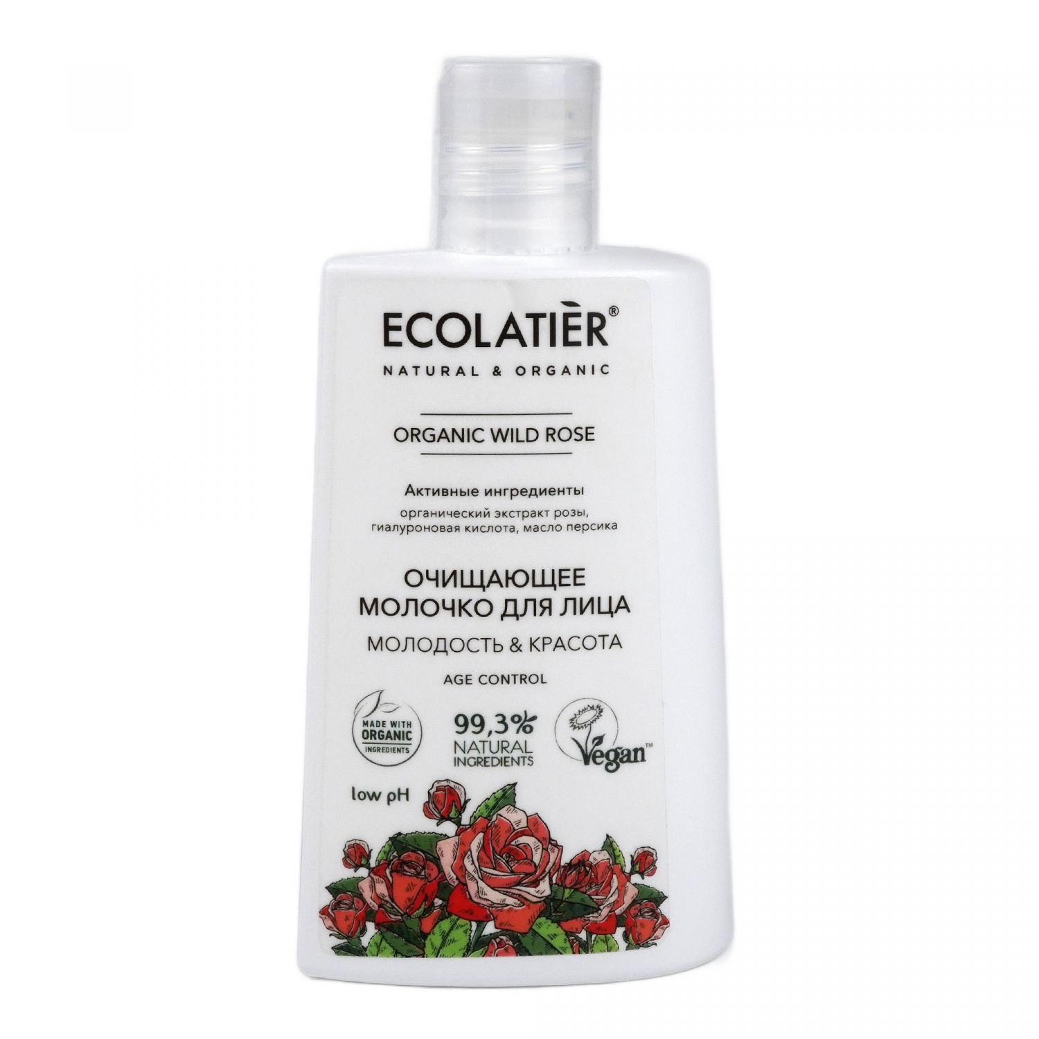 Очищающее молочко для лица Молодость и Красота ORGANIC WILD ROSE Ecolatier, 250 мл