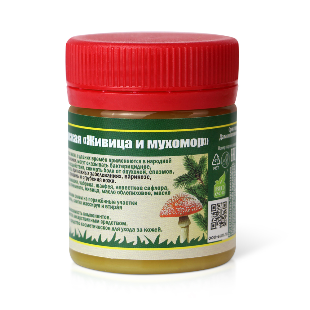 Бизорюк Мазь Монастырская "Живица с Мухомором". Пластик 40 мл.