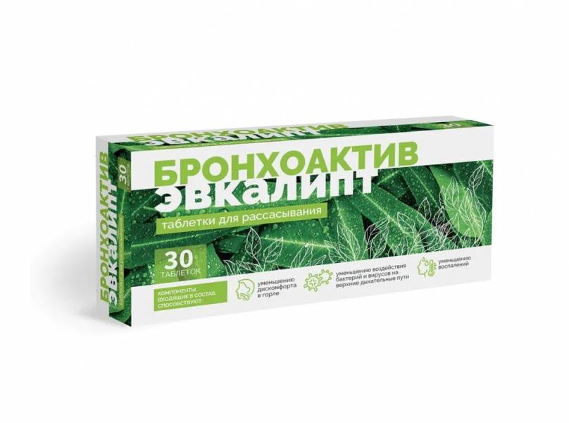 ЭВКАЛИПТ БРОНХОАКТИВ, ДЛЯ УЛУЧШЕНИЯ СОСТОЯНИЯ ГОРЛА И ДЫХАТЕЛЬНЫХ ПУТЕЙ ВИТАМИР, 30 ТАБ.