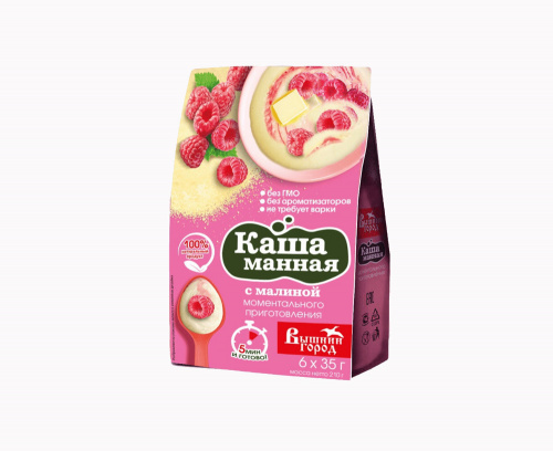 Каша манная Вышний город с малиной, 6 шт по 35 гр