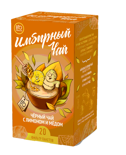 BioNational Чай Имбирный черный с медом и лимоном, 20 фильтр-пакетов