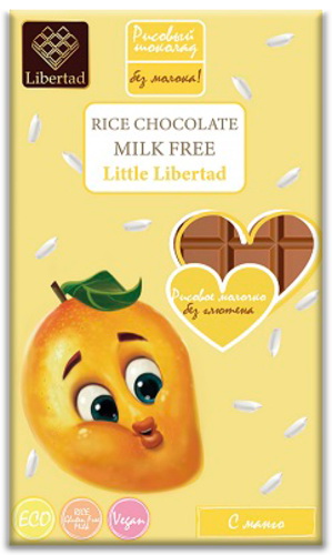 Little Libertad Молочный рисовый шоколад с манго без сахара, 40 г.