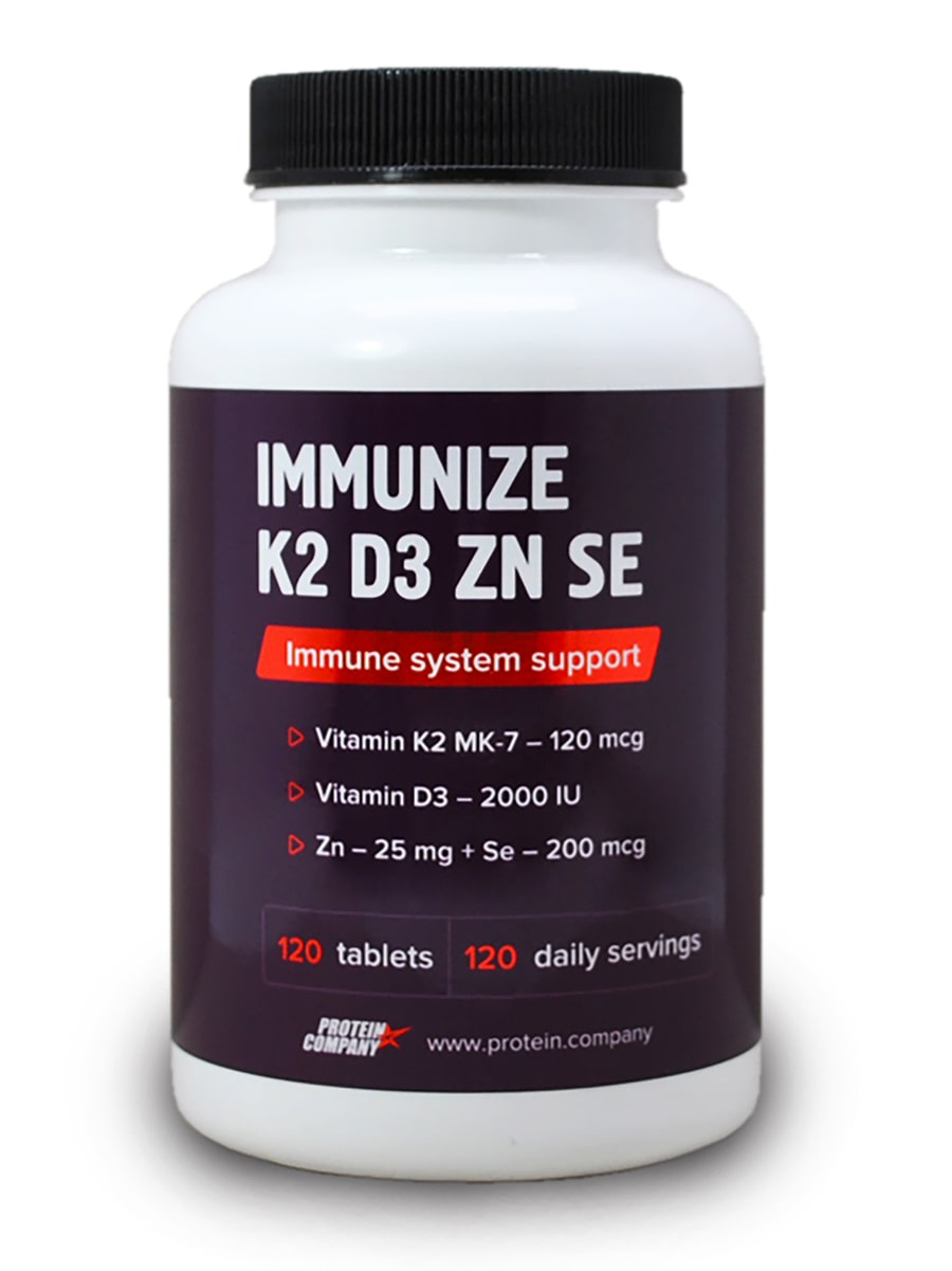 Immunize K2 D3 Zn Se (Витаминный комплекс со вкусом лимона) PROTEIN.COMPANY, 120 таблеток