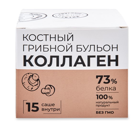Костный бульон грибной 15 порционных саше по 5г. Круглые сутки
