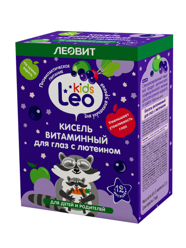 ЛЕОВИТ Leo Kids Кисель витаминный для глаз с лютеином для детей. 5 пакетов по 12 г.