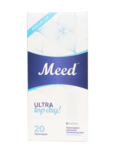 Meed Premium Ultra top dry Прокладки женские гигиенические ежедневные усечённые, 20 шт.