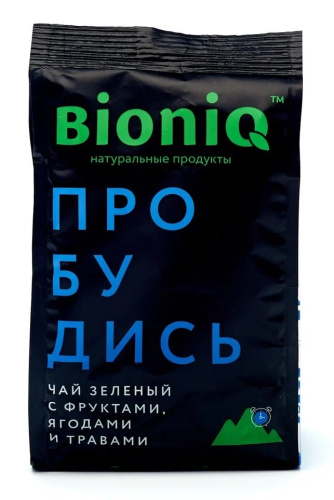 Чай зеленый с фруктами, ягодами и травами "Пробудись" BioniQ, 50 гр.