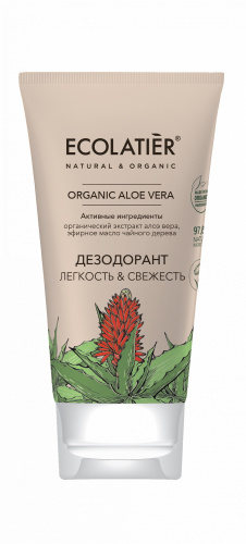 Дезодорант Легкость и Свежесть Серия ORGANIC ALOE VERA Ecolatier Green, 40 мл