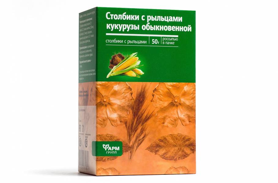 СТОЛБИКИ С РЫЛЬЦАМИ КУКУРУЗЫ ОБЫКНОВЕННОЙ РОССЫПЬ ФАРМГРУПП, 50 Г