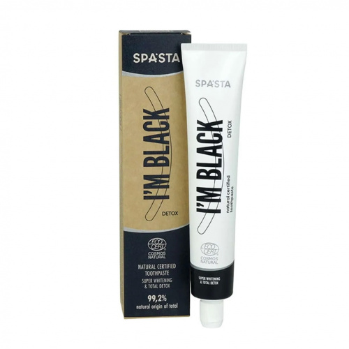SP Натуральная сертифицированная зубная паста I'M Black Super whitening & Total Detox (Ecocert), 75мл